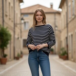 Banana Republic Striped Sweater.  Blue/White.  3/4 Sleeves.  Size XS.